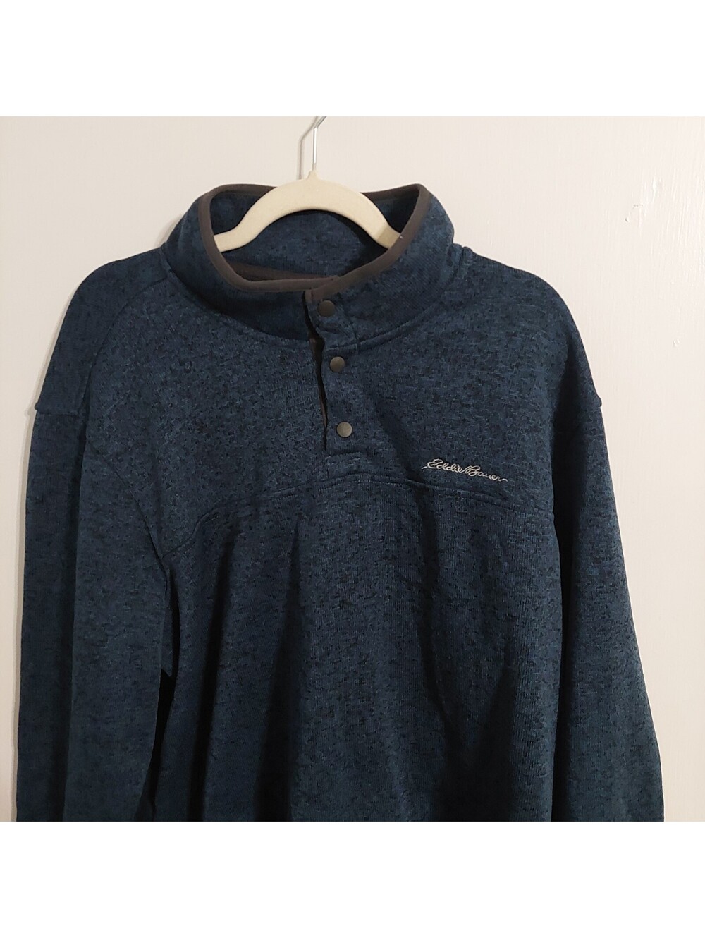 Eddie Bauer Men's Radiator Fleece Snap Mock Pullover XXL Navy Blue